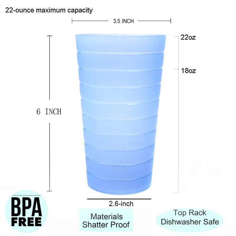 KX-WARE Mixed Drinkware 22-ounce Plastic Tumblers/Drinking Glasses/Party Cups/Iced Tea Glasses, Set of 12 Multicolor | Unbreakable, Dishwasher Safe, BPA Free - Image 2
